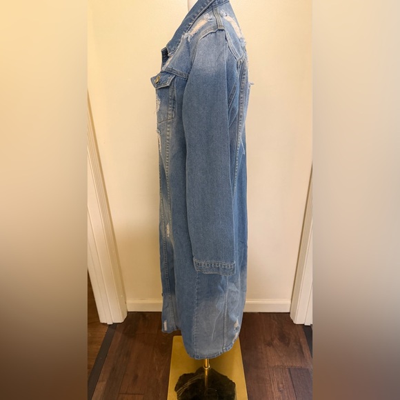 Long Blue Denim duster Jacket - Picture 4 of 7